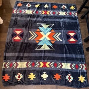 St. Labre Indian School Fleece Throw Blanket Southwest Geometric Pattern